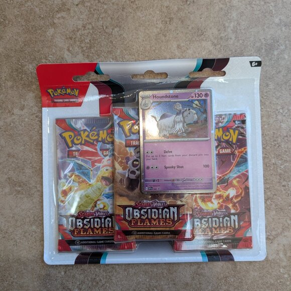 Pokemon TCG Scarlet & Violet Obsidian Flames 3 Booster Pack Houndstone Foil - Picture 4 of 4